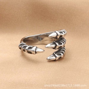 Dragon Claw <b>Ring</b> Stainless Steel Men's Punk Retro <b>Silver</b> Animal Shape Jewelry Gift - Product Image 2