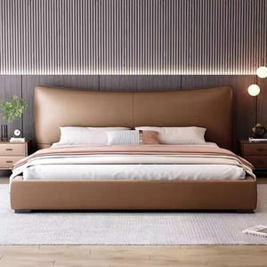 <span class=keywords><strong>Lit</strong></span> rembourré moderne minimaliste italien avec coussins en cuir design, ensemble <span class=keywords><strong>de</strong></span> tiroirs <span class=keywords><strong>de</strong></span> rangement haut <span class=keywords><strong>de</strong></span> gamme réglable en taille king-size - Product Image 4