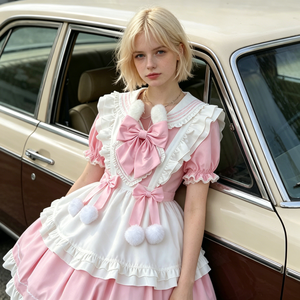 Vestido Lolita de Manga Larga, Dulce y Lindo, Diseño Original, Disfraz de Cosplay de <span class=keywords><strong>Anime</strong></span> para Mujeres Adultas, para Actuaciones en Escenarios y Fiestas - Product Image 3
