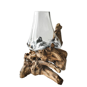 <span class=keywords><strong>Vase</strong></span> de table en verre fondu, sculpture en <span class=keywords><strong>bois</strong></span> <span class=keywords><strong>flotté</strong></span>, pièce décorative unique - Product Image 1