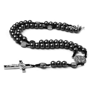 Collana con rosario cattolico ciondolo croce preghiera conteggio preghiere come <span class=keywords><strong>le</strong></span> dicono rosari ematite nero 8mm perline regalo gioielli - Product Image 5
