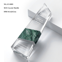 Trophée personnalisé en marbre cristallin, gravé au laser 3D, plaque pilière inclinée, reconnaissance d'employés d'entreprise
