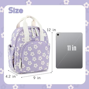 BSCI Usine En Gros Directement Fille Côtelé Coton Impression Conception Mignon 12 Pouces Préscolaire <span class=keywords><strong>Maternelle</strong></span> Sacs À Dos - Product Image 5