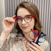 Lunettes de vue femme 2026 style punk imprimé léopard transparentes à monture complète, verres AC anti-lumière bleue, compatibles myopie, les plus vendues