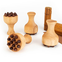 Masajeador de madera GuaSha con forma de hongo y cepillo de presión meridiana para mujer - Herramienta para esculpir el cuerpo y masaje meridiano