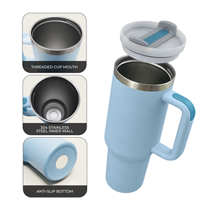 Taza de Viaje Personalizada de Acero Inoxidable de Doble Pared de 40 oz, Vaso Térmico de Aventura con Asa, Taza de Metal Aislada al Vacío - Product Image 3