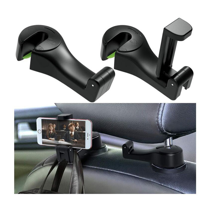 2 в 1 Универсальный вращающийся Автомобильный Гаджет, аксессуары, крепкая вешалка для автомобиля, автомобильное заднее сиденье, подголовник, крючок с держателем для мобильного телефона