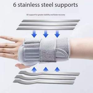Sangle de soutien sportive transfrontalière pour poignet, six bandes en acier, protection de compression pour la gaine tendineuse, en polyester et coton détachable - Product Image 5