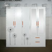 Armoire métallique simple, penderie en acier avec cintres amovibles, motif imprimé, pour chambre à coucher