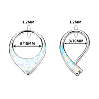 Cincin Hidung Titanium Lapis PVD ASTM F136 dengan Inlay Opal CZ, Antialergi, Tanpa Sambungan, Perhiasan Tindik Hadiah untuk Wanita