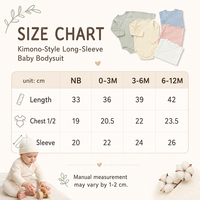Organisch katoenen jacquard kimono romper met lange mouwen, knoopsluiting voor, groothandel baby crossover romper