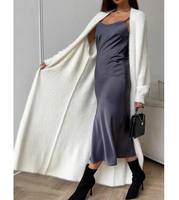Neue Anti-Pilling Stylische Freizeitkleidung Bequeme Knöchellange Damen-Strickjacke Kunstfell-Optik Grobstrick-Cardigan