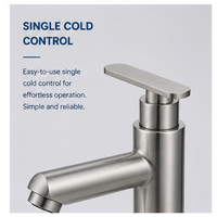 Robinet de lavabo de salle de bain de luxe moderne en acier inoxydable doré brossé, à montage sur plan, monotrou, à levier unique, avec bec haut, type colonne
