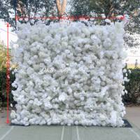 HQ247 bunga putih 5D Panel latar belakang bunga mawar Peony 8*8 Roll Up ritsleting bunga pernikahan dekorasi dinding untuk pesta