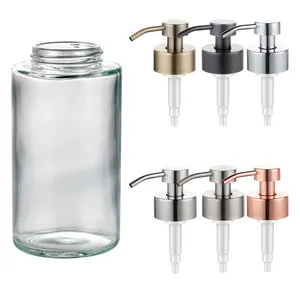 Wall Mounted Soap Dispenser 300ml Clear Round Glass Foam Lotion Pump Bottle Stainless steel Dish Soap Dispenser Bathroom Sink