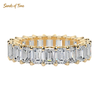 Bague en argent sterling 925 plaqué or avec moissanite taille émeraude couleur D VVS 3x5mm pour femme, sertie à griffes, design personnalisé et tendance