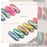 Gel UV/LED pour ongles HS Custom Logo 6 couleurs 15ml, effet œil de chat Dopamine, argenté magnétique, à retirer par trempage, sans HEMA, TPO, MEHQ