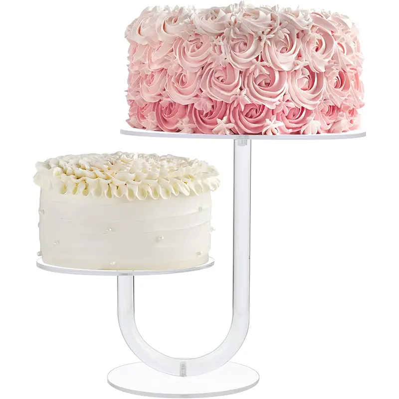 Stilvoller 2-stufiger klarer Acryl-Tortenständer 8 \" 6 \" Durchmesser Hochzeit Geburtstag Baby-Baby-Shower Kuchen Baum Cupcake Tower Party Dekor