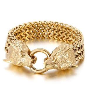 Pulsera de malla de hip hop, brazalete de lobo negro, acero inoxidable <span class=keywords><strong>2022</strong></span>, novedad de 316 - Product Image 3