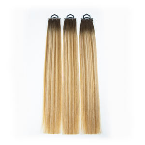 Stock russe Invisible trame extensions de cheveux humains avec trous double onglet Double dessiné cheveux vierges XO peau trou trame extensions - Product Image 6