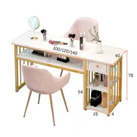 Ensemble de table de manucure double avec tiroirs, design minimaliste japonais de luxe léger, vente en gros, directement de l'usine, OEM ODM personnalisé