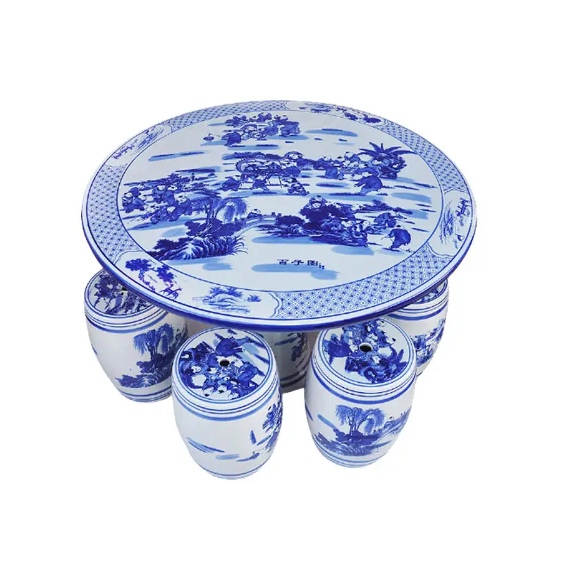 Tabouret traditionnel chinois en céramique, blanc, bleu marine, de haute qualité, pour l'extérieur, vente en gros,