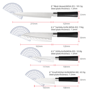سكاكين اللحم اليابانية الشيف سانتوكو 4 قطع الفولاذ المقاوم للصدأ متعددة الأغراض المطبخ بمقبض أسود من PP - Product Image 2