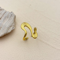 Bague tendance ajustable en acier inoxydable plaqué or 18 carats, étanche, de forme géométrique irrégulière, pour femme