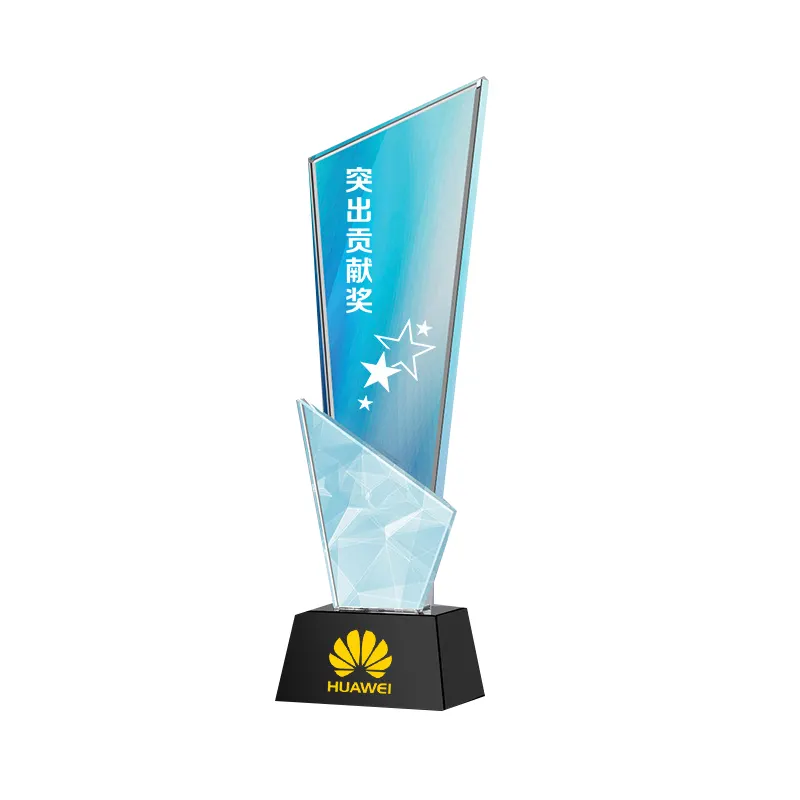 Crystal trophy creative color printing lettering annual company medal authorization card five-pointed star production