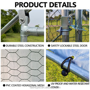 Gallinero Grande de Metal con Cubierta Impermeable y <span class=keywords><strong>Corral</strong></span> para Pollos - Product Image 4