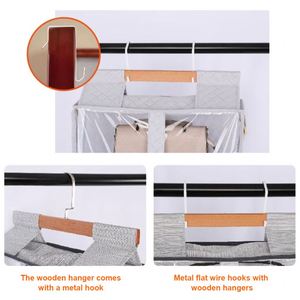 Folding Hanging Over Door Organizer with 5 Clear Dust-Proof Pockets Waterproof PVC for Kid's Toys <b>Wardrobe</b> & Living Room Use - Product Image 6