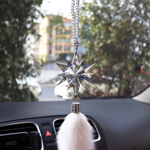 Nouvelle conception de flocon de neige en cristal et plumes pour décoration suspendue de voiture - Product Image 5