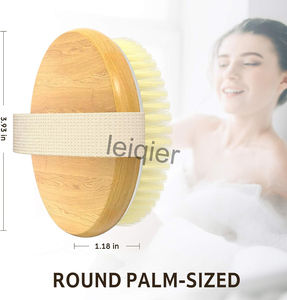 Brosse corporelle ovale en bambou personnalisable avec logo, pour usage sec ou humide, à poils doux, pour gommage anti-cellulite et drainage lymphatique, convient à tous types de peau - Product Image 2