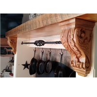 Support d'étagère d'îlot de cuisine rustique et élégant pour hôtel-villa, console sculptée de style moderne en bois massif durable
