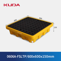 Palette anti-déversement KUDA 0606A-FSLTP pour produits chimiques liquides, palette anti-déversement épaissie, plateforme anti-déversement pour fûts d'huile 600x600x150mm