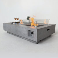 Table de foyer au gaz rectangulaire élégante en acier avec foyer au propane écologique de 70 000 BTU pour une utilisation en intérieur/extérieur