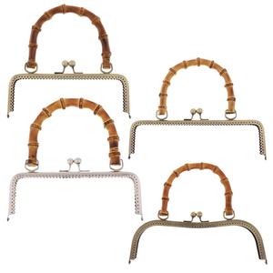 In bronzo 20cm di bambù manico in metallo con chiusura Kiss lucchetto accessori borsa per borsa borsetta - Product Image 3