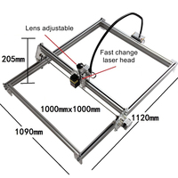 Mini machine de gravure laser, zone de marquage 100*100CM, M1 15W, machine de gravure laser bleu violet, marquage et impression sur métal, bois, PVC