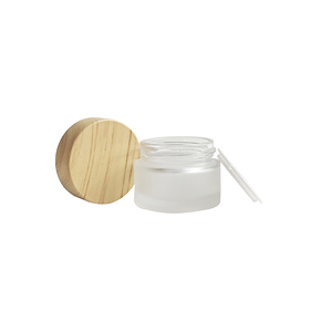 Fabricante Chino de Envases de Vidrio para Crema Cosmética, con Tapa de Bambú y Acabado Esmerilado, para Crema Facial y Corporal - Product Image 1