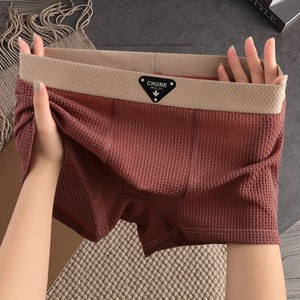 0250 थोक ठोस-रंग पुरुषों के अंडरवियर, मध्य कमर, बड़े आकार के चार-कॉर्नड पैंट, सांस लेने योग्य पुरुषों की बॉक्सर पैंट - Product Image 3