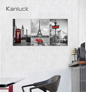 Toile imprimée aquarelle avec cadre, motif rue de Paris et bâtiment célèbre, couleurs vives et résistante à l'eau - Product Image 4