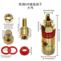 Borne de connexion M8 en cuivre pur GIET 8 mm pour machine à souder électrique, onduleur, haut-parleur, prise banane haute intensité 200A