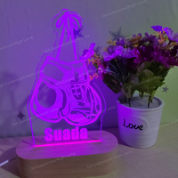 Nom du client Gants de boxe Veilleuse Contrôle tactile LED Lampe de bureau Cadeau gravé 7 Changement de couleur Décor de salle de sport