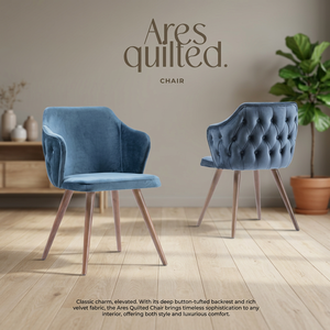 Fauteuil d'appoint moderne en velours rembourré de mousse, écologique, capitonné, avec pieds en bois pour salon - Product Image 2