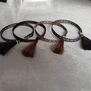 أربطة شعر لراعية البقر, أربطة شعر لراعية البقر ، واسعة ، 3-7 ، مصنوعة من شعر الحصان الحقيقي ، بشرابة أحادية - Product Image 4