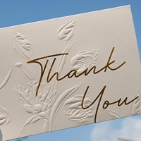 Tarjetas de Agradecimiento Empresariales Impresas con Logotipo en Lámina Dorada, Material Reciclable Mate de Lujo, con Relieve y Grabado, Personalizadas al por Mayor