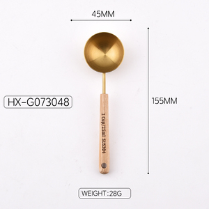 Cuillère à <span class=keywords><strong>café</strong></span> en acier inoxydable doré avec manche en bois, cuillère doseuse de 1 cuillère à soupe pour <span class=keywords><strong>café</strong></span> <span class=keywords><strong>moulu</strong></span>, thé en vrac et grains - Product Image 6