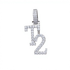 Personalized Iced 925 <b>Sterling</b> <b>Silver</b> <b>Initial</b> Letter Number Lab Grown Custom Bling Name Necklace Diamond Fine Pendants Trendy - Product Image 1