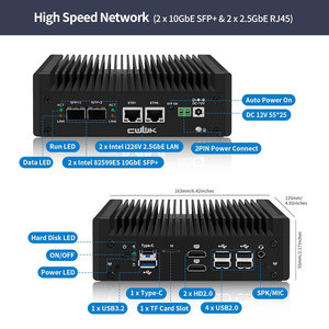 Mini <span class=keywords><strong>PC</strong></span> Pare-feu CWWK N150 avec 2 ports LAN 2.5GbE, double processeur 82599ES 10G SFP+, DDR5, micro-appareil, routeur OPNsense, matériel informatique pour laboratoire domestique - Product Image 3