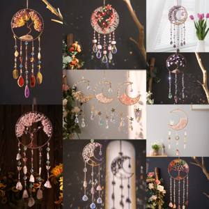 Großhandel Handgewebte Windspiele Lebensbaum Kristall-Windspiel Kristallstein Raumdekoration Gravur Weihnachten - Product Image 5